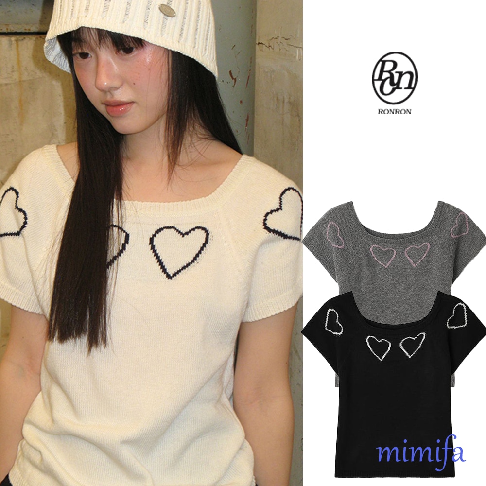 ハートライン 半袖ニット