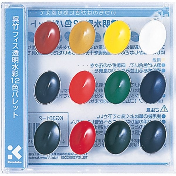 呉竹 フィス 透明水彩 12色パレット【6個セット】 KG301-2 水彩画 絵画 アート 美術 日本製 クレタケ 国産 kuretake くれたけ 学用品 6,890円