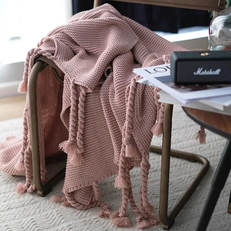 [20pcs] エアコン毛布 ブランケット フリンジ ニット 厚手 超柔 宿舎 寝具 昼寝用 カーペット ケープソファブランケット