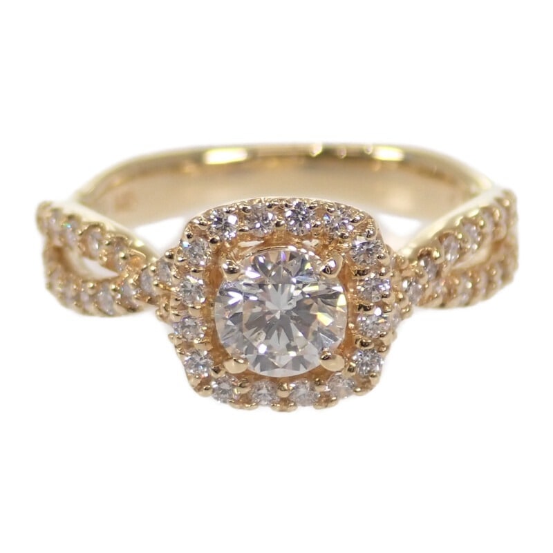 【no brand】デザインジュエリー ラウンドブリリアントカット リング K18イエローゴールド ダイヤモンド 12号 ダイヤモンド ダイヤモンド レディース