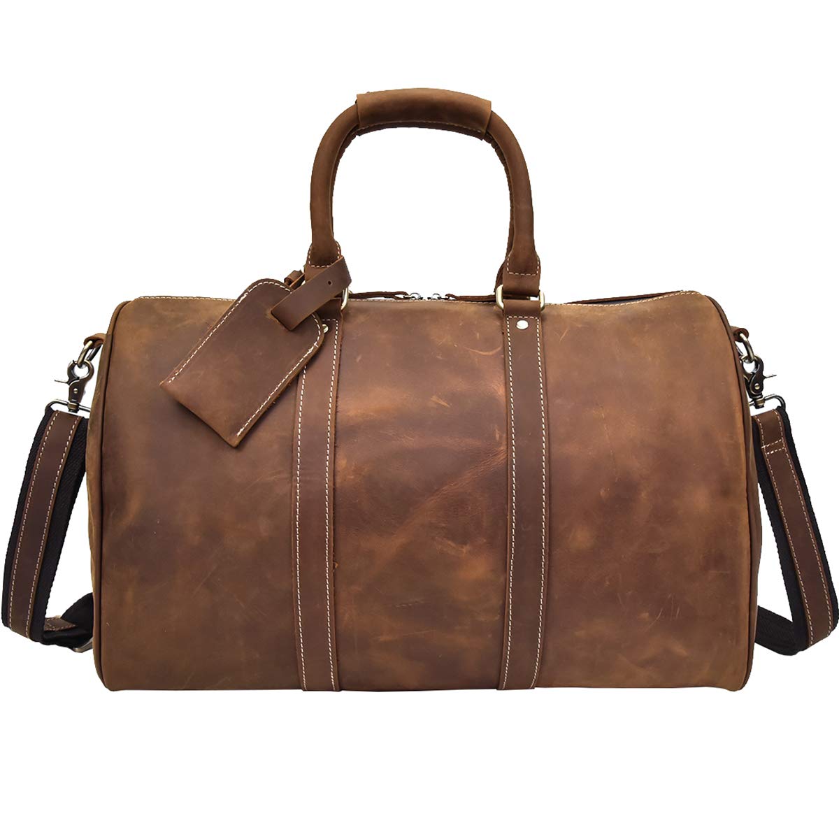 本革 ボストンバッグ メンズ レトロ 底鋲付き レザー トラベルバッグ ブラウン 大容量 牛革 旅行鞄 2泊 機内持ち込み