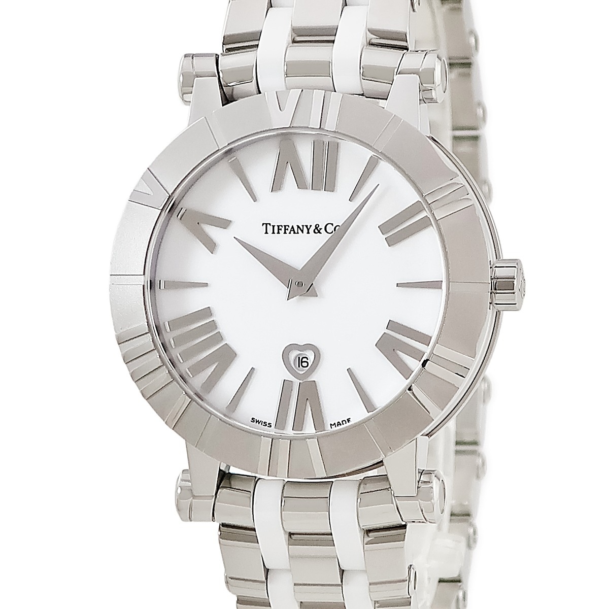 アトラス Z1301.11.11A20A00A クオーツ メンズ レディース ホワイト ローマン バー コンビ デイト 3年保証