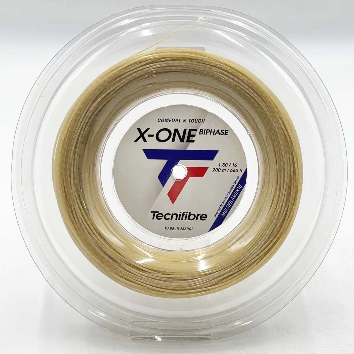 【中古・未使用品】テクニファイバー Tecnifibre X-ONE BIPHASE 1.30 硬式テニス ストリング ガット ロール エックスワン バイフェイズ 200ｍ ロール ナチュラル 01R