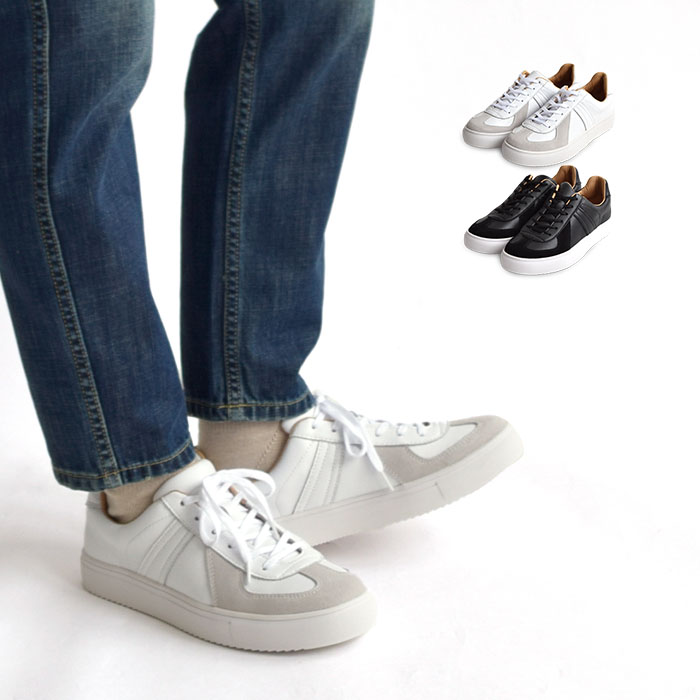 【2023秋冬新作】ジャーマントレーナー スニーカー メンズ レディース ユニセックス アクションレザー 春 夏 秋 冬 オールシーズン ブラック/ホワイト 42600 8,028円