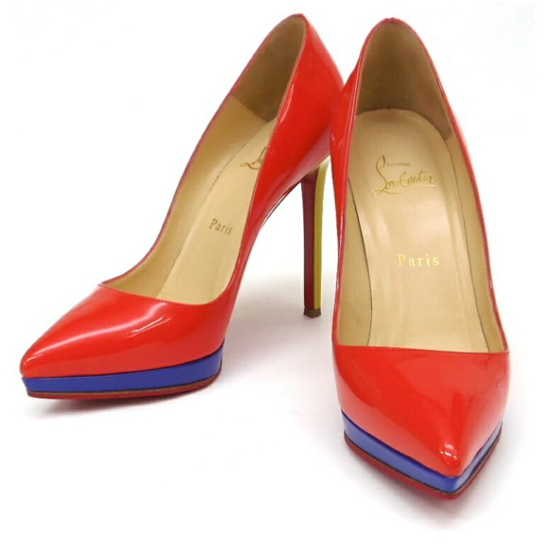 Christian Louboutin ﾋｰﾙﾊﾟﾝﾌﾟｽ ｴﾅﾒﾙ ｵﾚﾝｼﾞﾏﾙﾁ ﾊﾟﾃﾝﾄ 37 【中古】(58866)