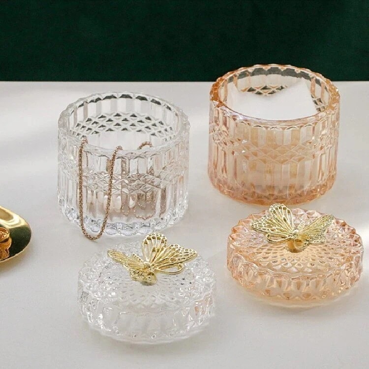 韓国ファッション ライトラグジュアリー 綿棒ボックス 収納ボックス ガラス 小物収納 収納ジャー