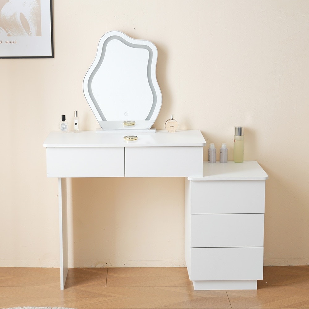 【国内即日発送】ドレッサー 化粧台 3色調節 鏡台 LEDミラー コンパクト 女優 引き出し付き 収納棚付き デスク 収納 可愛い おしゃれ メイク台 化粧台 収納 化粧テーブル 収納付き 一人暮らし