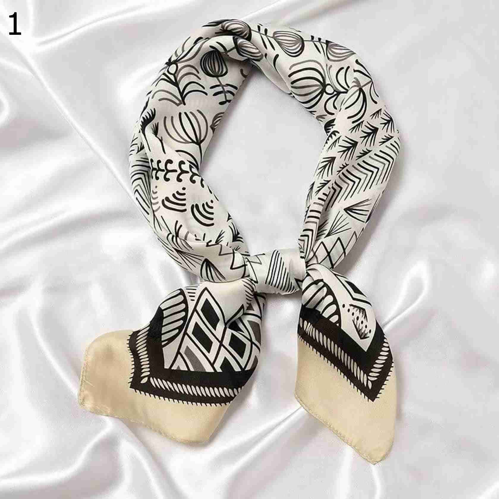 【20%OFFクーポン～】女性スモール サテン スカーフファッション ネック ヘア タイ スカーフ ショール スクエア プリント ラップ ファム ハンカチ Light : スカーフ : (Colo