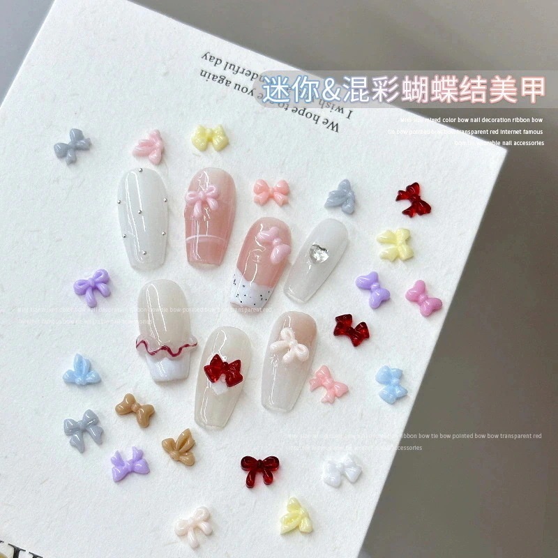 【10点セット】50%FF!!!100 つぶ 粒 そう 装 ミニリボン しんさく 新作 ネイルキャンディー しょく 色 ドーパミン じゅし 樹脂 リボン こんしょく 混色 ネイルアクセサリー ネイルパ