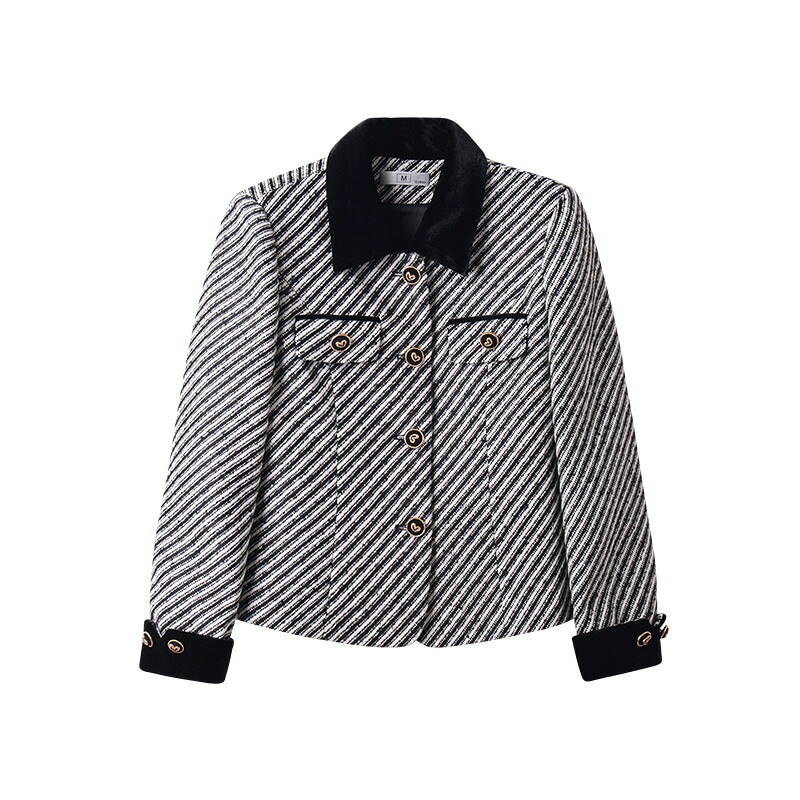 レディース 外套 春 秋 高級感 小香風 韓国風 ストライプ トップス 9903