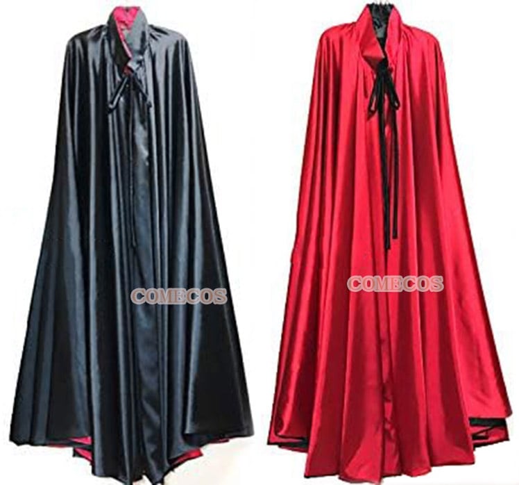 2WAY 光沢サテン ドラキュラマント ロング 全円 リバーシブル 超つるつる マント ハロウィン コスプレ 衣装