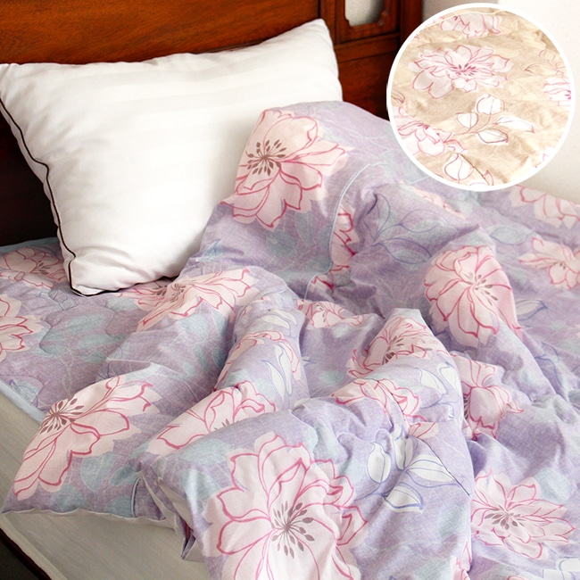 肌布団&敷パッド 京都洛中かすみ捺染 シングル 洗える 日本製 花柄 肌掛け布団 敷パッド 8,184円