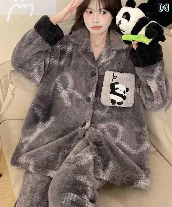 ルームウェア レディース パジャマ 部屋着 ガーリー 秋冬 長袖 暖かい グレー