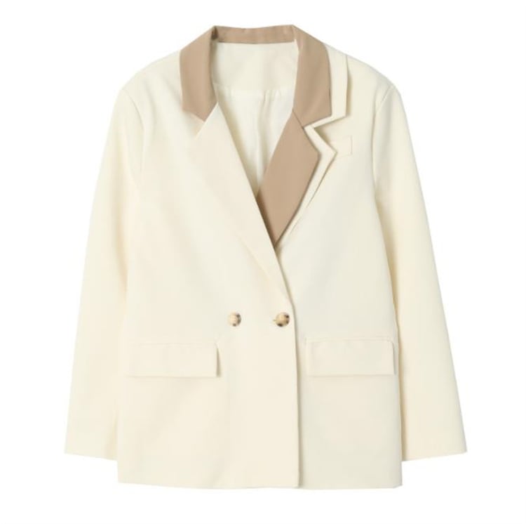 早い者勝ち フェイク2ピース ニッチなデザイン 2022年秋 カジュアル コントラストカラー 縫付 スーツジャケット コート