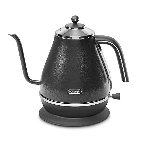 DeLonghi (デロンギ) 電気カフェケトル アイコナ KBOE1220J-GY ステンレス ハンドドリップ 1.0L 正確な注ぎ心地 見やすい水量計 空だき防止機能 電源コードホルダー [プレ