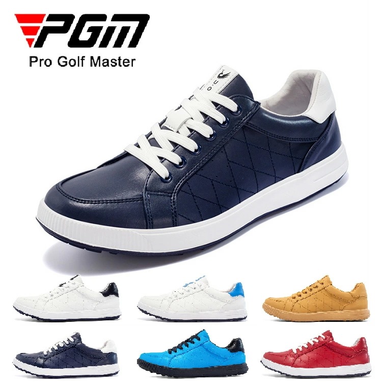 PGM ゴルフシューズ メンズ スパイクレス スニーカー 黒 白 ネイビー 赤 ブルー 大きいサイズ 3E 幅広 スパイクレス 紐タイプ スニーカータイプ 軽量 動きやすい 防水 耐久 練習場 ビジネ