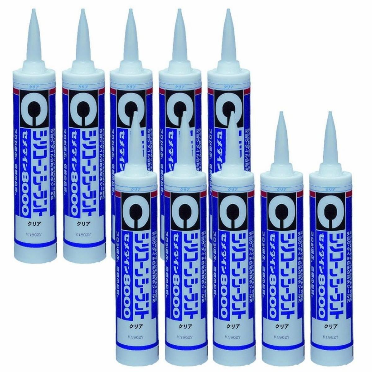 【送料無料】 セメダイン シリコーンシーラント 8000 業務用 水回り タイル目地用 330ml クリア（半透明） 10本 コーキング 補修 リフォーム