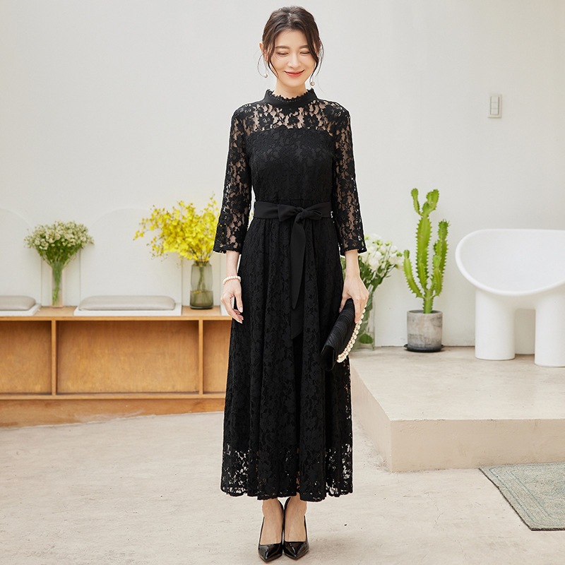 パーティードレス ロングワンピース 総レース シースルー袖 長袖 ロング丈 結婚式 披露宴 二次会 お呼ばれ 20代 30代 40代 レディース フォーマル 春 夏 秋 冬 お呼ばれ 蕾丝晚礼服