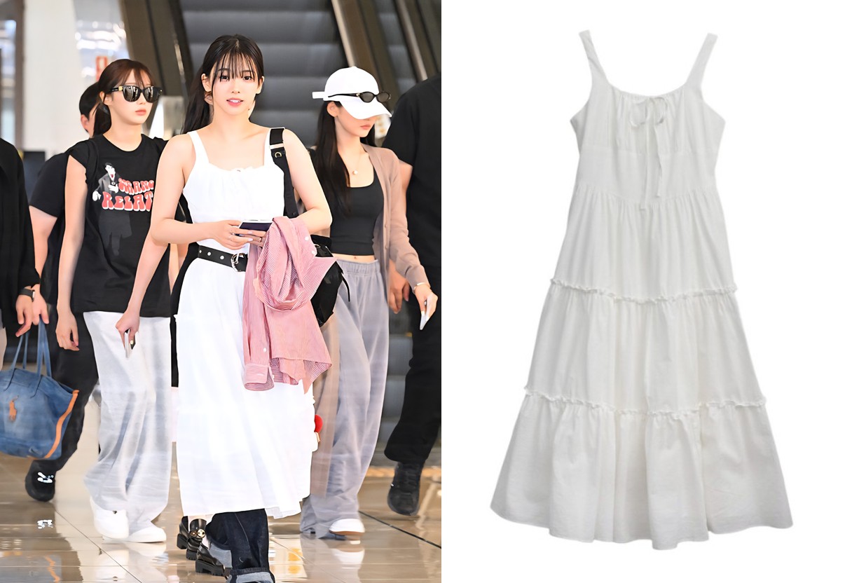 [AESPA KARINA][SLOWLOLLI] RIBBON SHIRRING SLEEVELESS DRESS_2COLOR