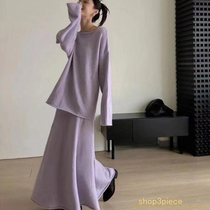 セットアップ レディース 秋冬 ニット 卒業式 服 母 長袖 上下セット セーター スカート セットアップ ロング丈 オシャレ カジュアル 七五三 ママ