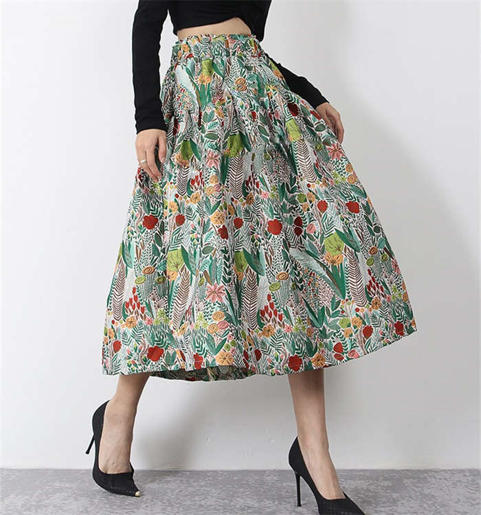 ロングスカート 花柄 スカート レディース 総柄 フレア ボトムス 春秋 きれいめ ロング ハイウエストスカート ロングスカート Aライン ハイウエスト ウエストゴム 裏地付き ミモレスカート ロング