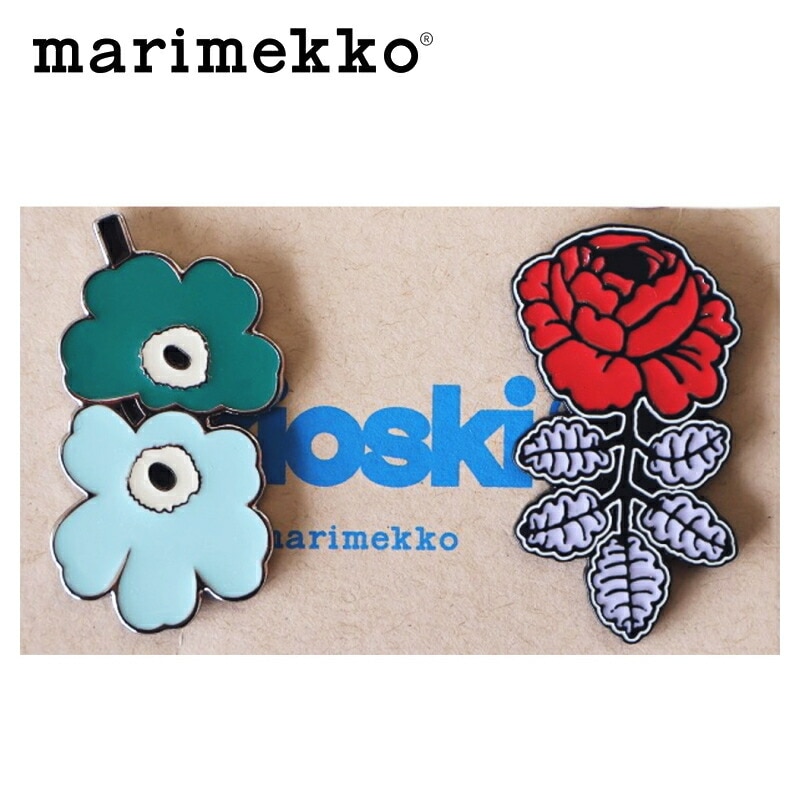 マリメッコ ピンバッジ 2点セット ウニッコ ヴィヒキルース グリーン × レッド marimekko UNIKKO VIHKIRUUSU No.349(31) Pumpuli Set プレゼント 7,590円