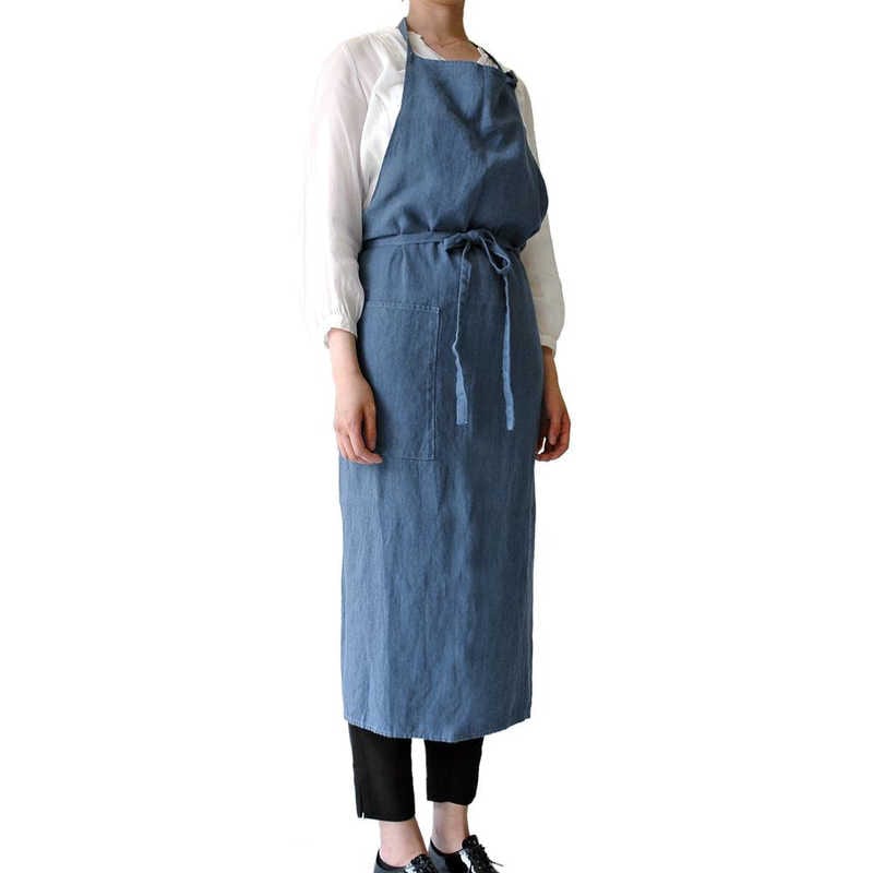 南海通商　Linne リンネ リネンエプロン ブルー　LINNEEPRON