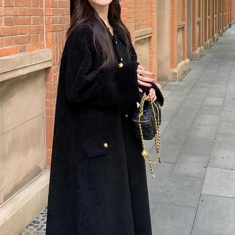 新色追加！【3日出荷】 フェイクファーコート ラムウール 毛皮 一体 ファーコート 2026 冬物 シープスキン コート ミディ丈 新作
