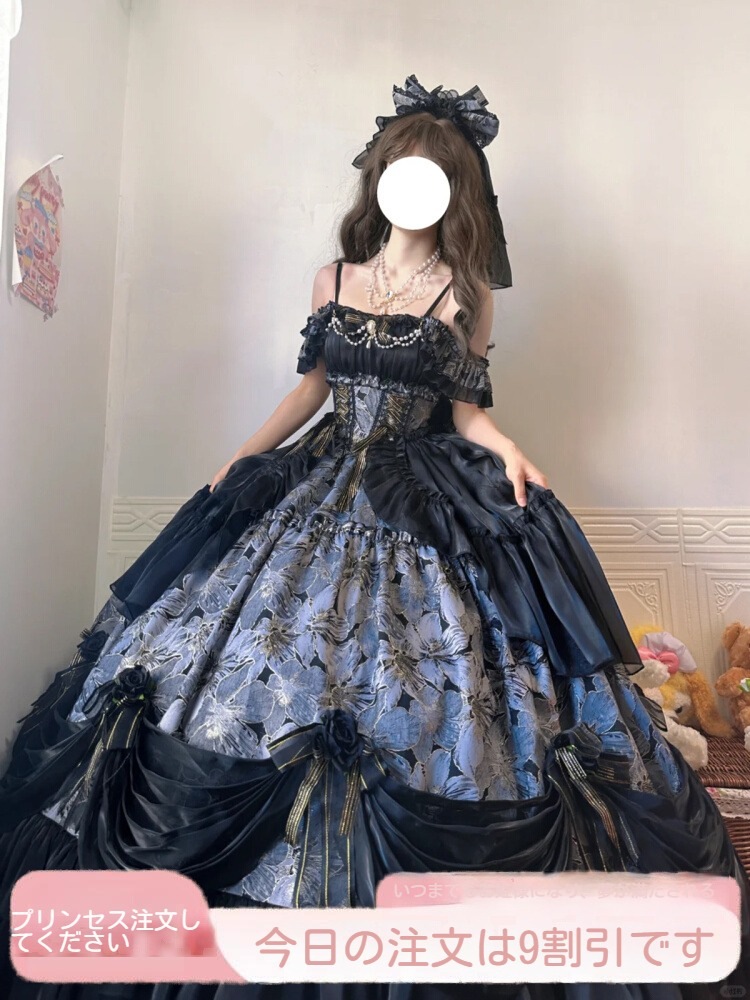 ダイアナダンスロリータ黒イブニングドレス女性ワンショルダー学生日成人式司会美術試験プリンセスドレス