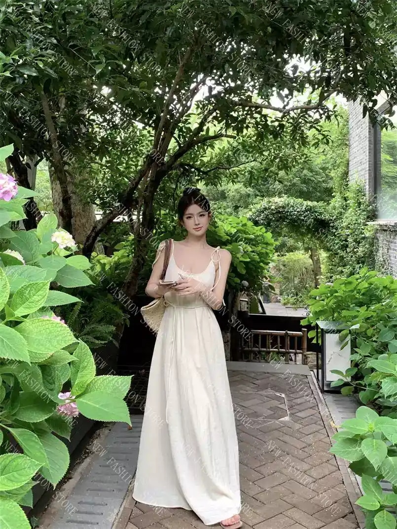 キャミソールドレス女性シンプルな夏-37