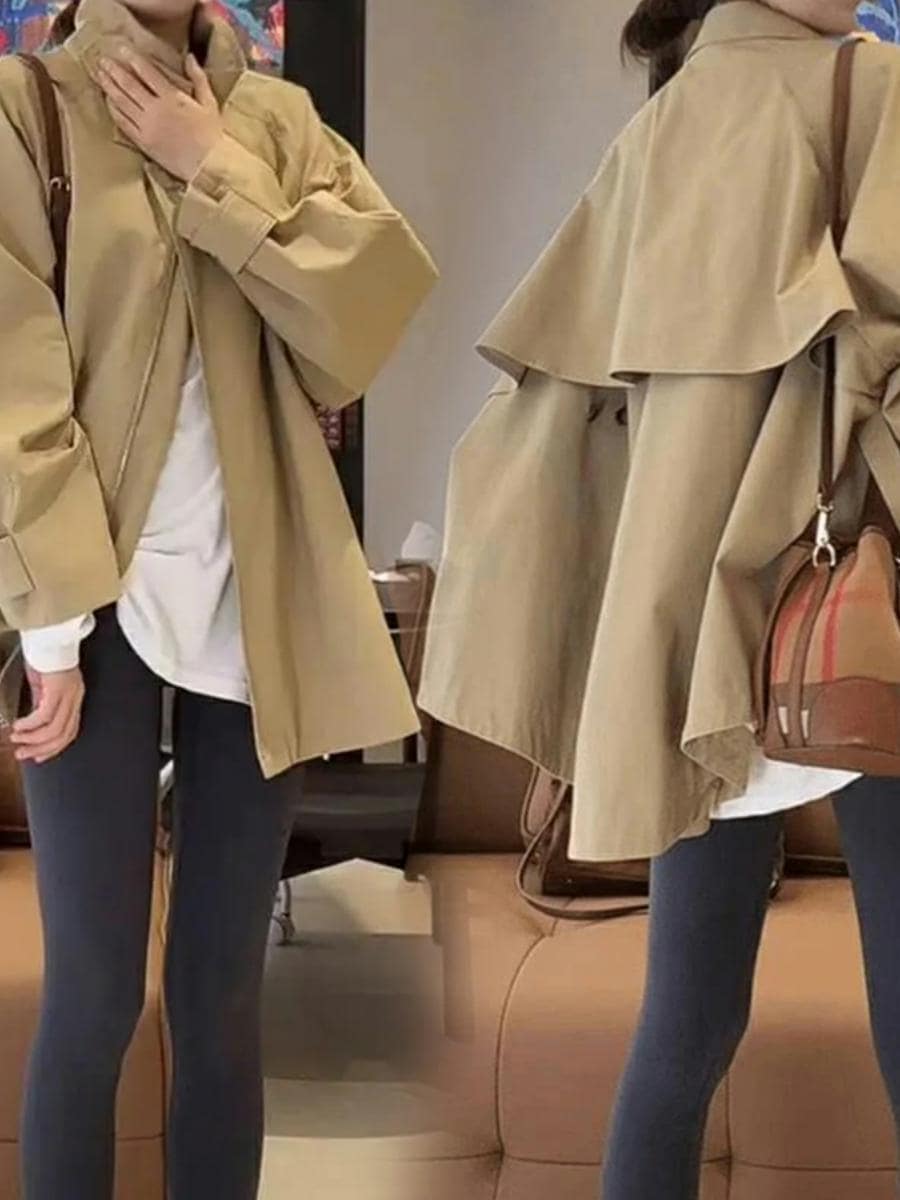 レトロカーキウインドブレーカージャケット女性のための 2025 秋の新しいハイエンドファッションスタイルルーズカジュアルコートトレンド