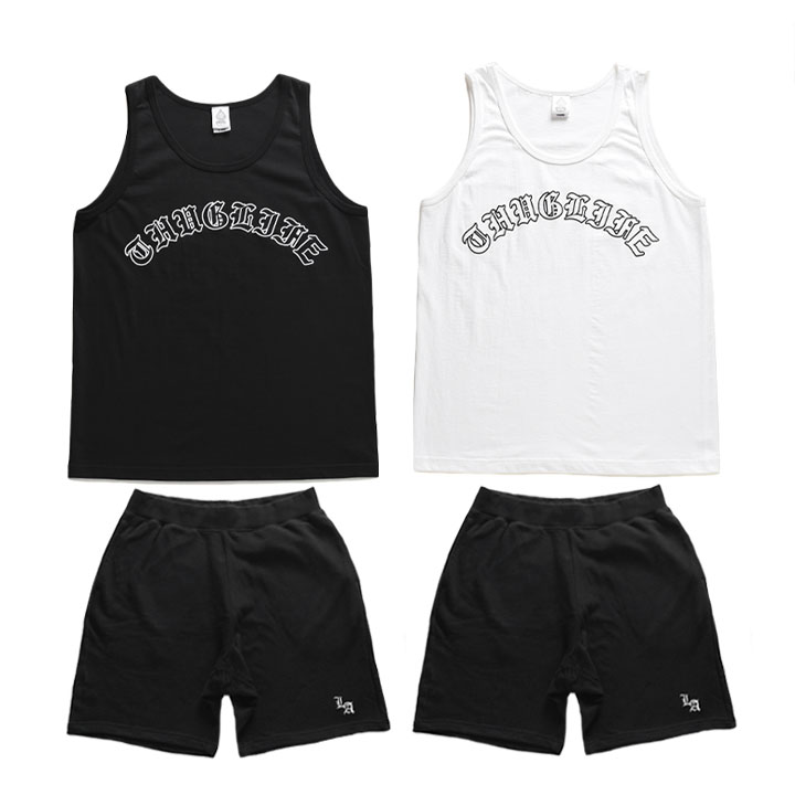 ACE FLAG 上下セット ブランド ノースリーブ Tシャツ タンクトップ ハーフパンツ メンズ 春夏用 黒 白 大きいサイズ エースフラッグ セットアップ ACE