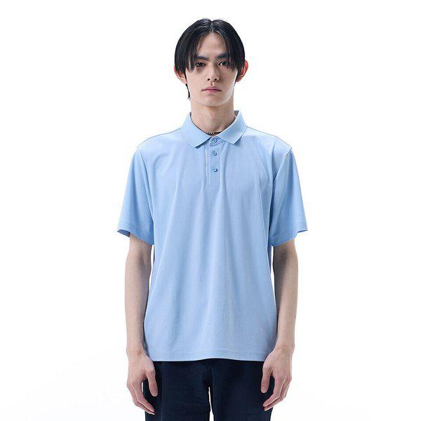 メンズサマーアウトドア日常用半袖ML PKカラーTシャツ スカイブルー_CC