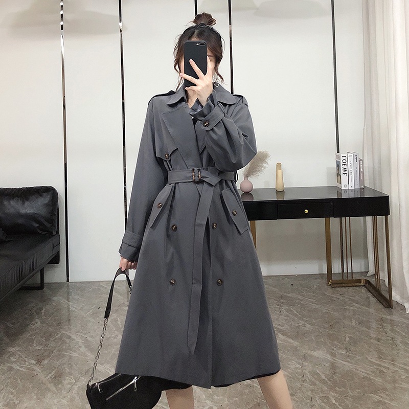 4色 アウター コート レディース 秋冬 春 きれいめ 軽い トレンチコート 膝下 ミモレ ミディアム丈 ミドル丈 長袖 襟付き Aライン ベルト ウエストマーク 前開き 黒 ブラック ブラウン グレ