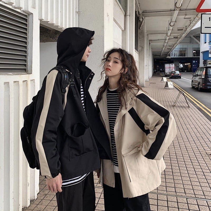 ペアルックカップルユニセックスペアお揃いおそろマウンテンパーカーウインドブレーカー秋冬春パーカー