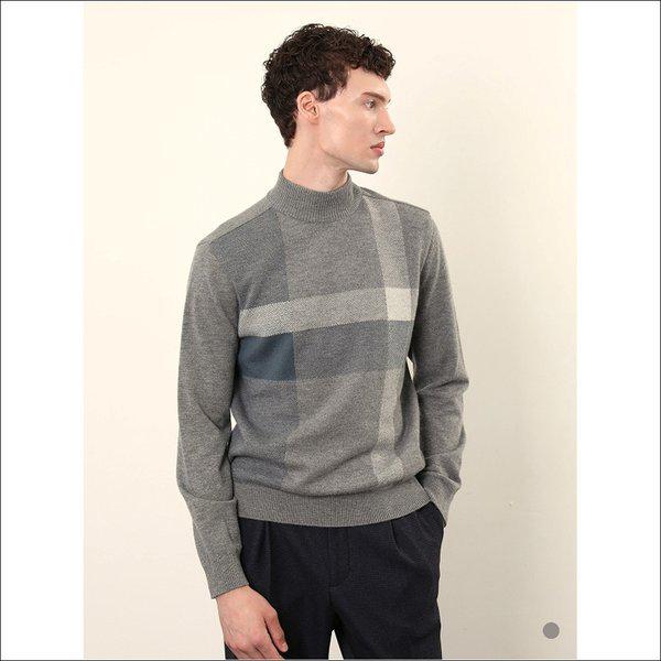 チェックジャカードハーフネックニット MITBH4W9311_DJ