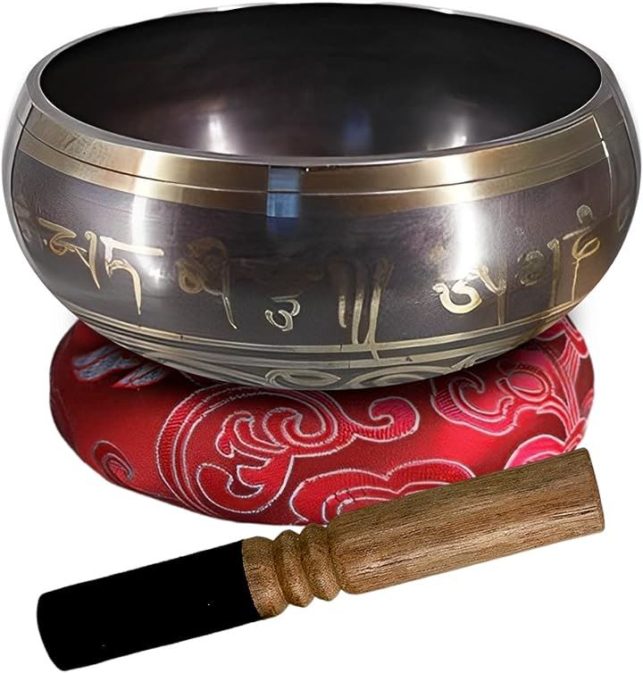 シンギングボウル 大 14.5cm チベット ヨガ ヒーリング 14cm 革スティック 台座クッション 入門3点セット( 14.5cm，革スティック，台座クッション)