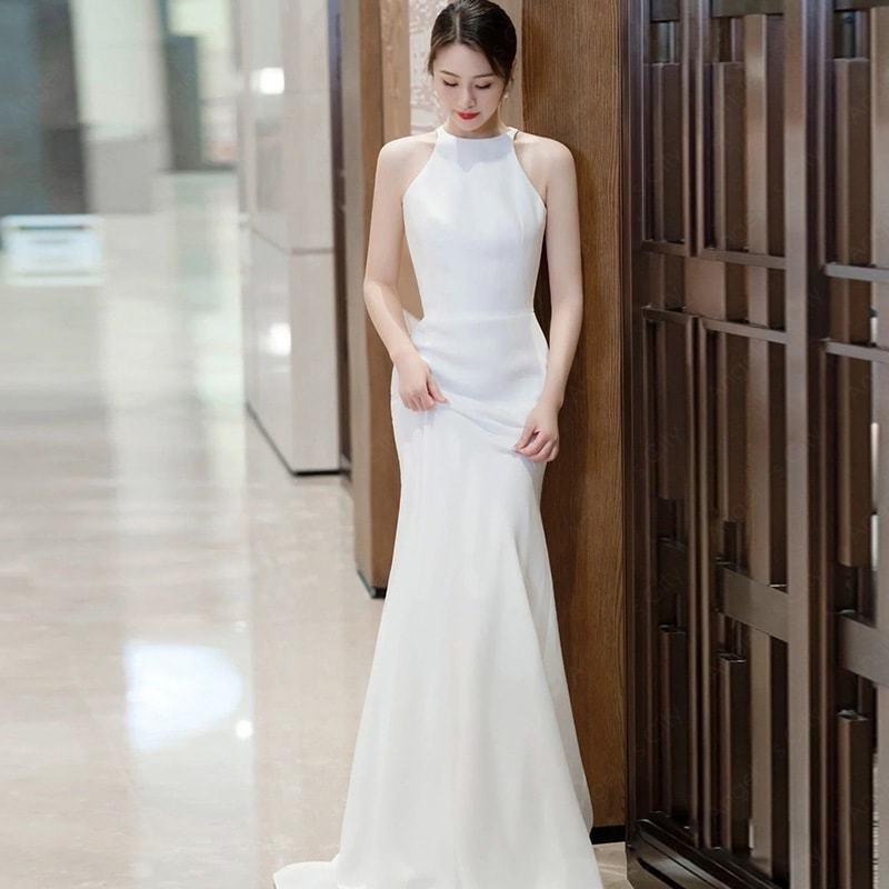 2024新作 パーティードレス 高級感 気質 ワンピース 花嫁ロングドレス 結婚式ワンピース 結婚式 ドレス ウェディングドレス 白 ロングドレス 韓国ファッション75-55