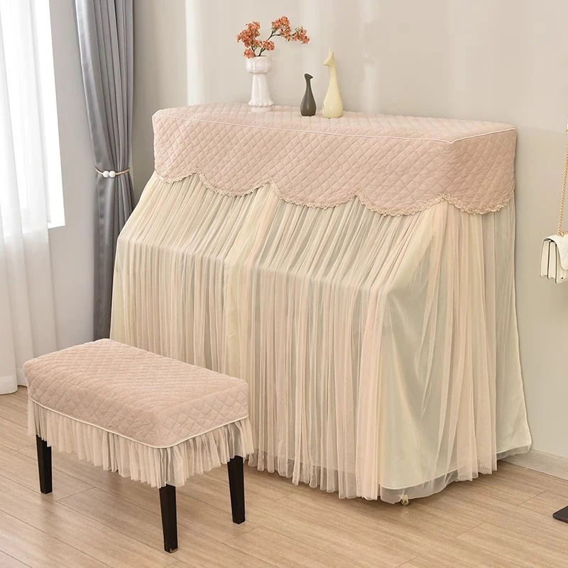 ピアノカバー 椅子カバー 2点セット レース ベロア 電子ピアノカバー フルカバー ピアノトップカバー アップライト デジタルピアノカバー 防塵カバー ピアノカバーセット 可愛い おしゃれ 韓国風