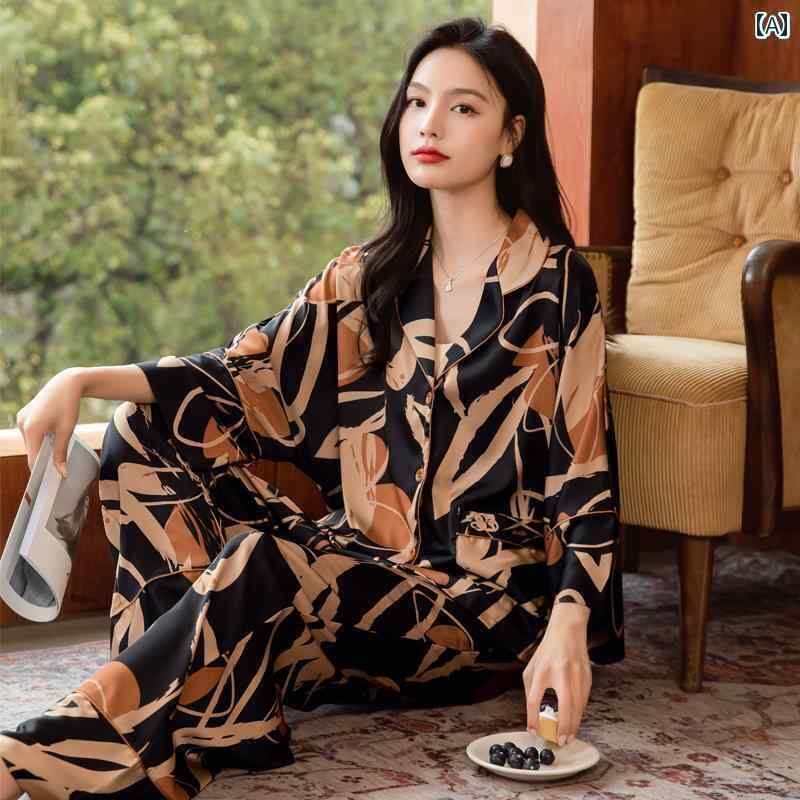 シルク　パジャマ　レディース 外出 着と しても 使える 女性 用 冷感 パジャマ 春秋 オンライン スタイル 高級 シルク パンツ 七分袖 夏用 ホームウェア 4,920円