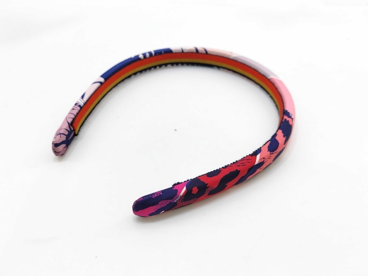 超美品 HERMES エルメス カチューシャ ヘアバンド エルザ - ピンク系 マルチカラー シルクツイル 100% レディース 髪留め 髪飾り【本物保証】