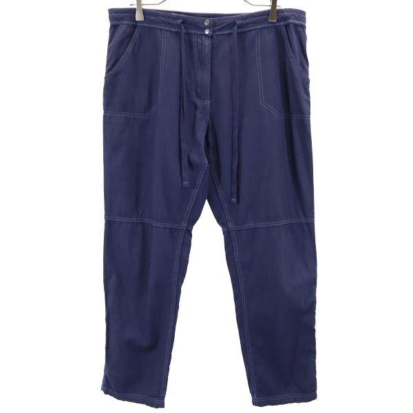 パパヤ コットンリネンブレンド パンツ 16 ネイビー papaya 裾ロールアップ レディース