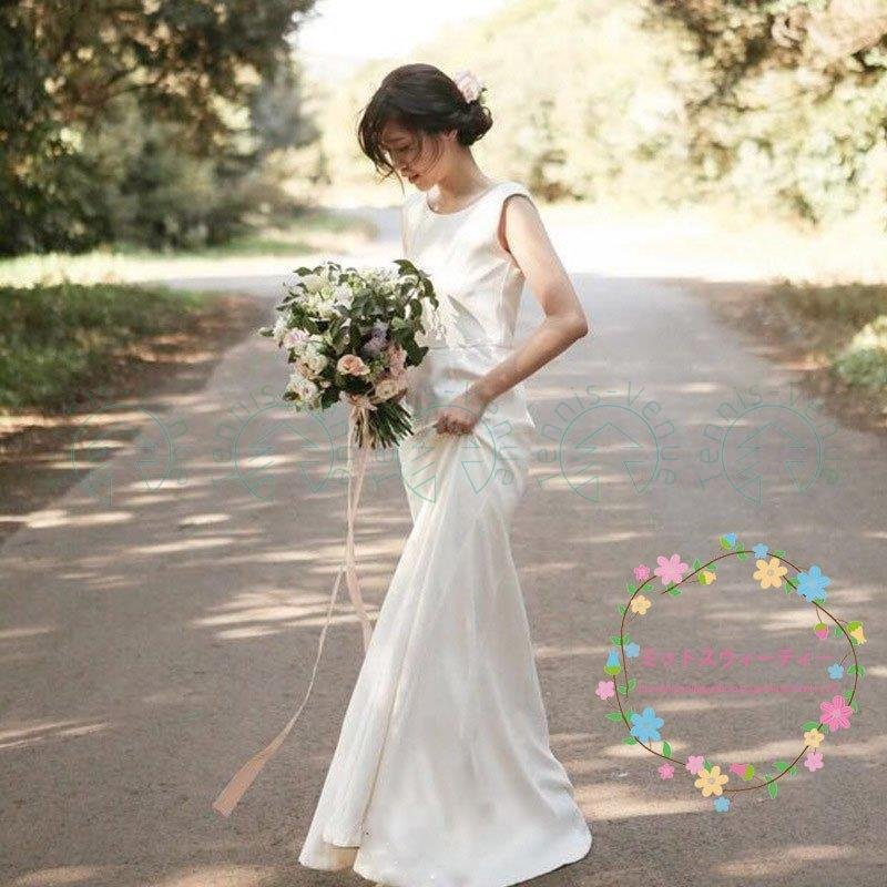 ウェディングドレス ロングドレス 結婚式 フォトウエディング 二次会 花嫁 カジュアル 二次会ドレス
