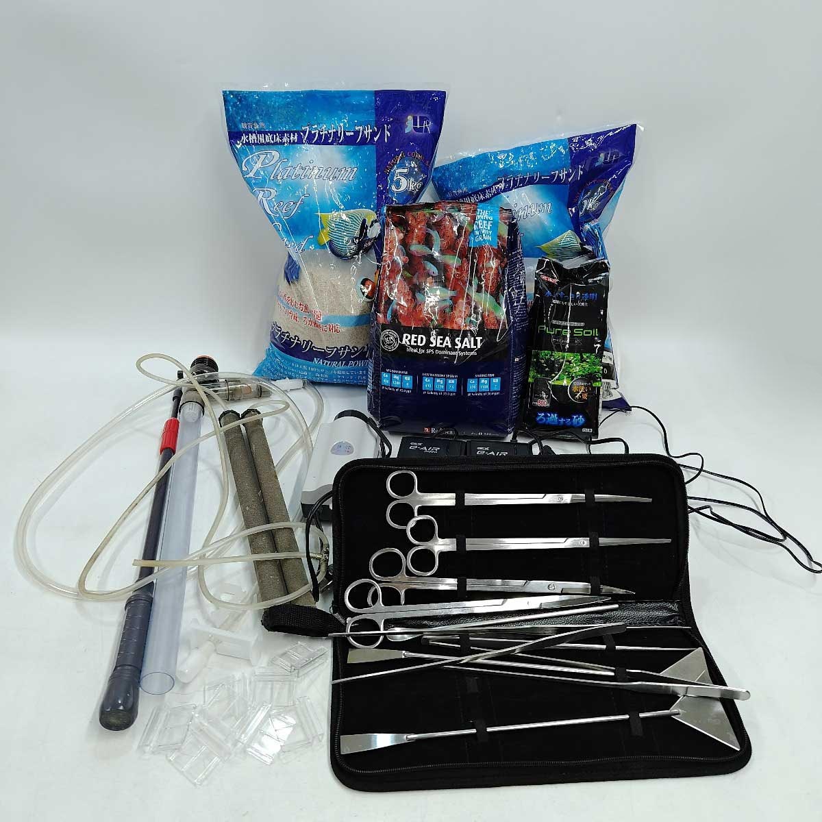 【中古】エアポンプ サンド エアストーン ソルト トリミング 水草 ハサミ 他 観賞魚 アクアリウム まとめ セット