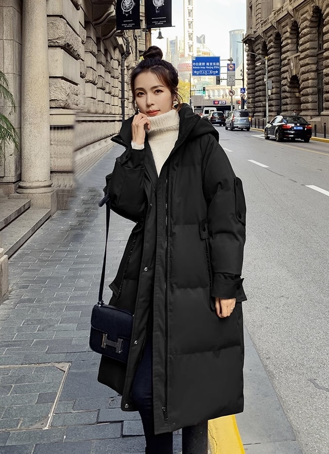 レディース ダウン アウター 上着 ダウンコート 膝上 長袖 襟付き ストレート ファスナー ポケット 前開き 大人可愛い カジュアル おしゃれ かっこいい レトロ ルーズ クール 主役級