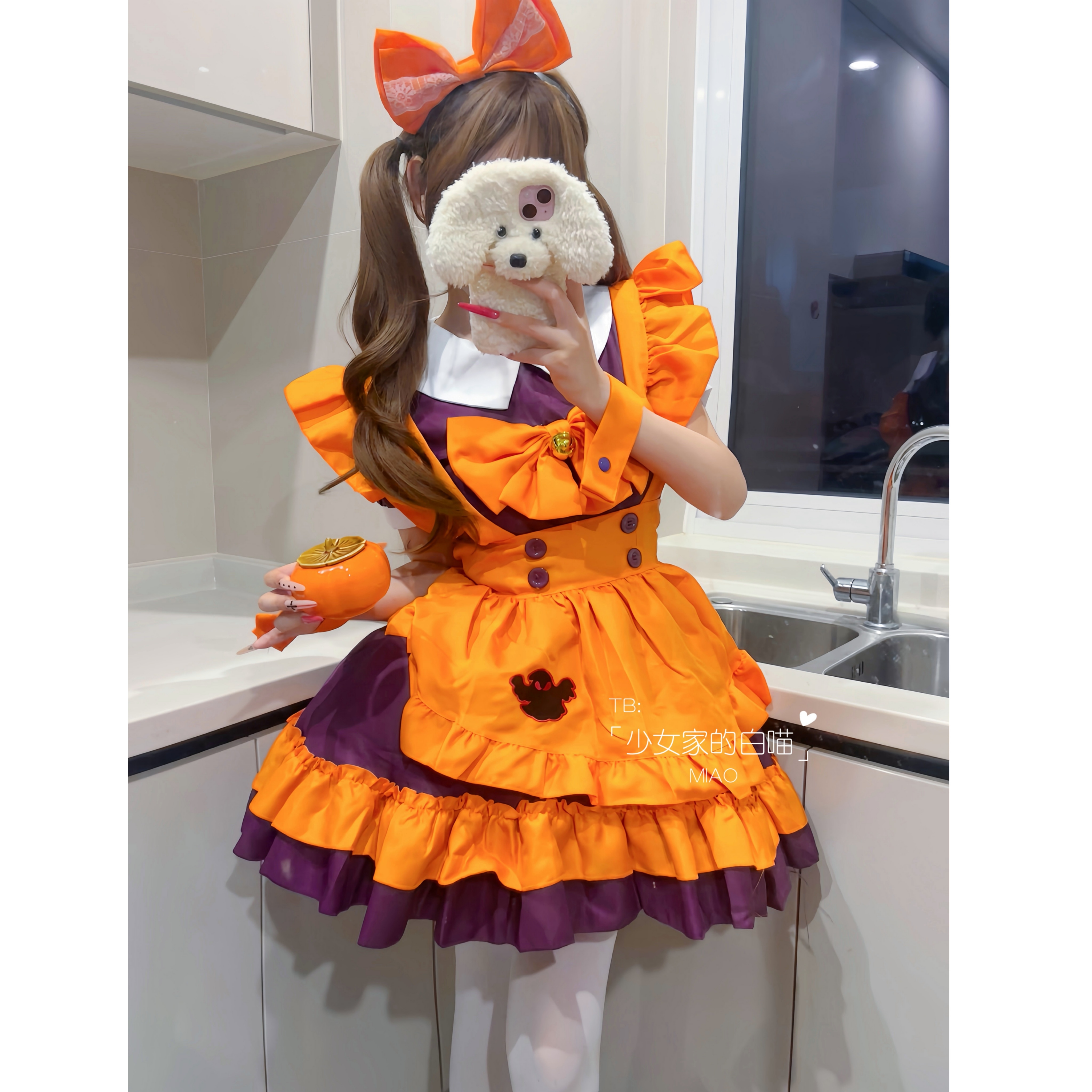ハロウィン かぼちゃ メイド服 かわいい ロリ コウモリ 魔法 魔女 ロリータドレス
