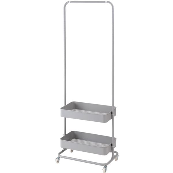 ハンガーワゴン グレー トレイ 2段 （約W59.5×D37×H150／175cm） 組立式