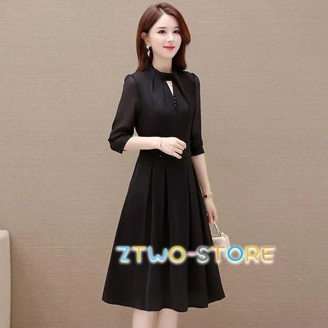 【急速出荷!】ワンピースドレスドレス黒 結婚式 ドレス 3L シンプル きれいめ ワンピースドレス 大きいサイズ ワンピース 膝丈 ミドル丈 パーティードレス 無地 4L 5L お呼ばれドレス