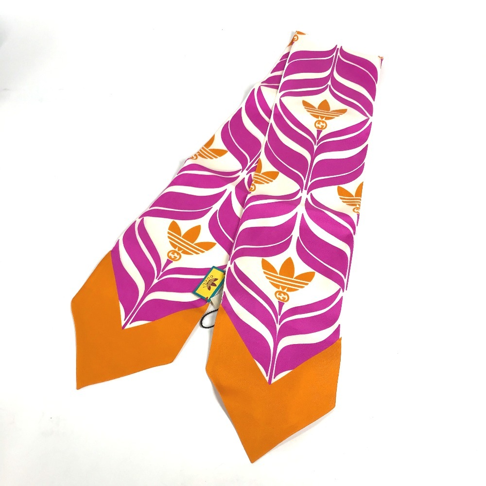 スカーフ 716089 ネックボウ アディダス adidas コラボ バンドースカーフ シルク ピンク×オレンジ