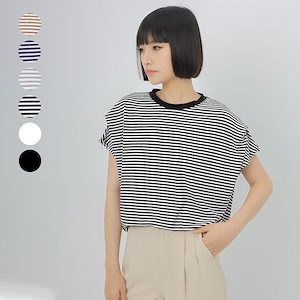 日本の6色のストライプのTシャツ女性の綿のゆったりしたコウモリの袖のニットの女性の上着です